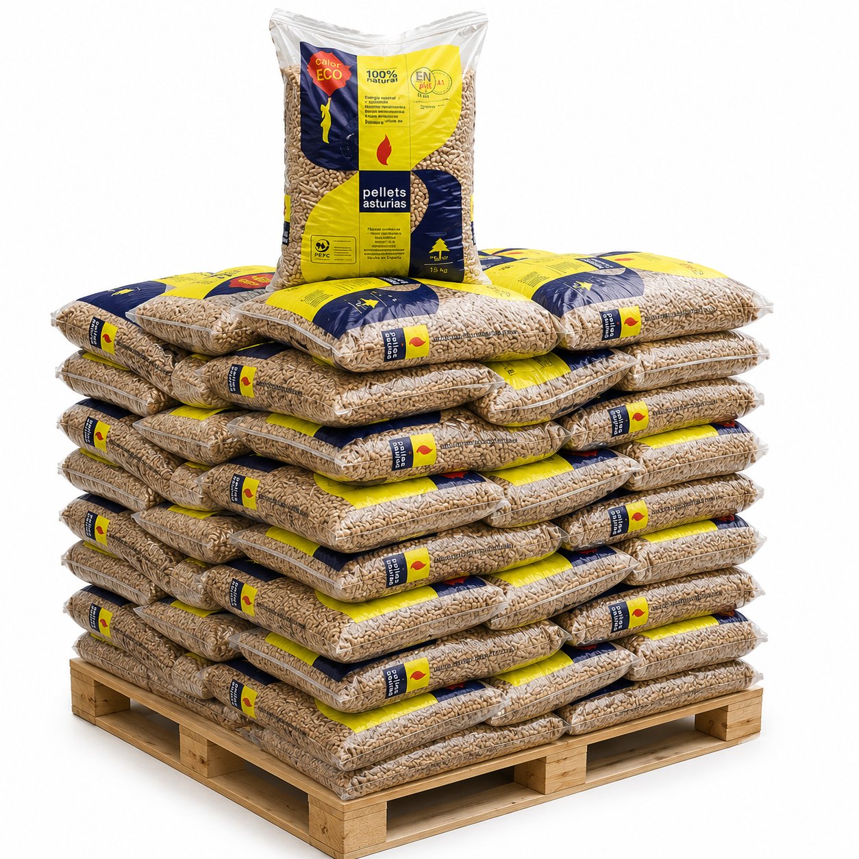Paleta peletov „Asturias“ v vrečah po 15 kg