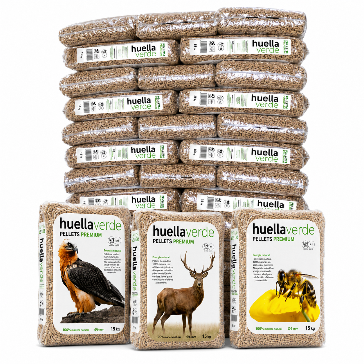 Paleta peletov „Huella Verde“ v vrečah po 15 kg
