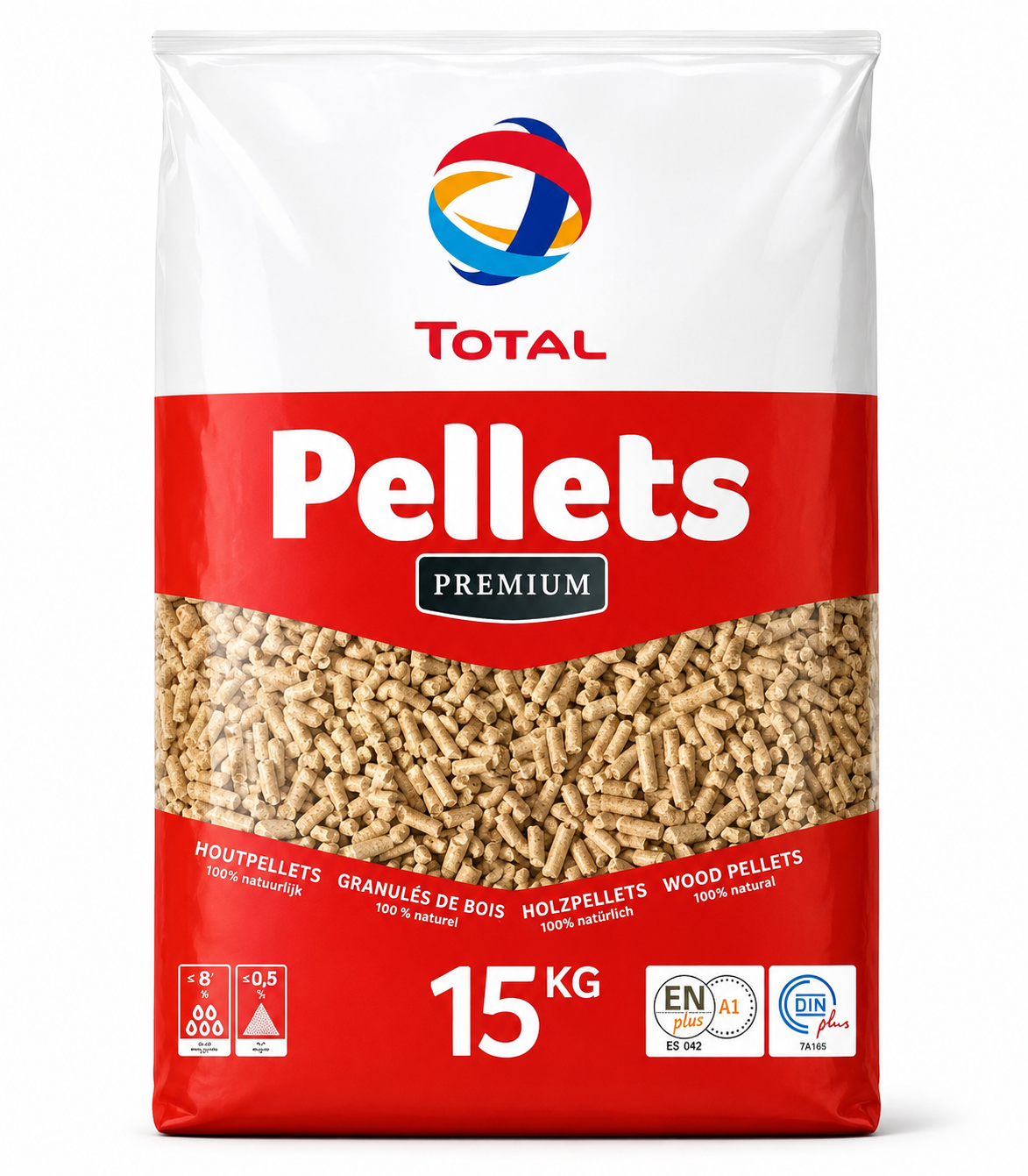 Paleta peletov „Total Pellet Premium“ v vrečah po 15 kg